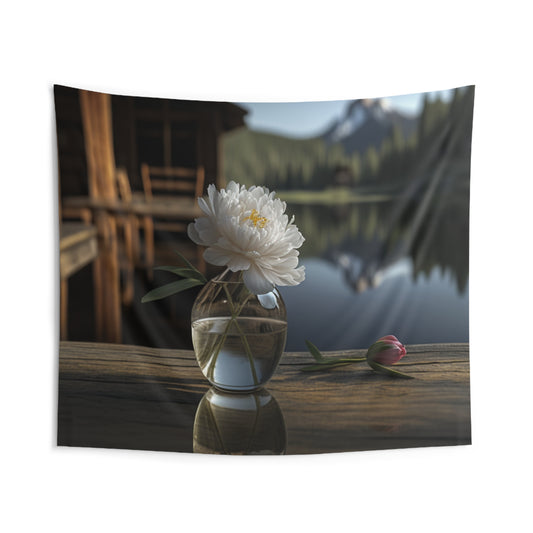 Indoor Wall Tapestries White Peony glass vase 4