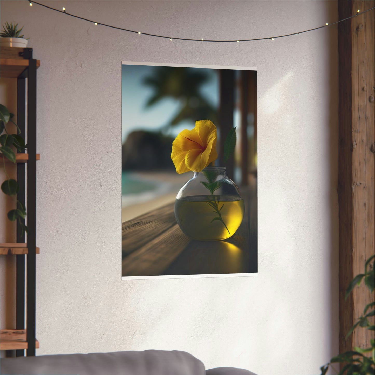 Premium Matte Vertical Posters Yellow Hibiscus Wood 3