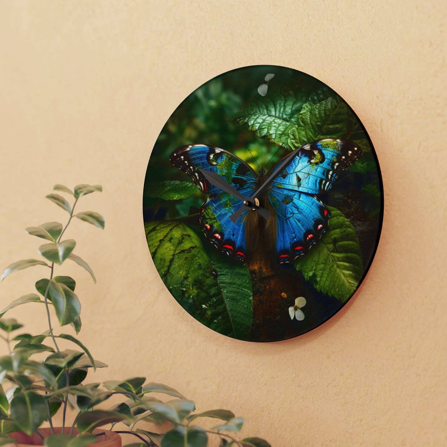 Acrylic Wall Clock Jungle Butterfly 2