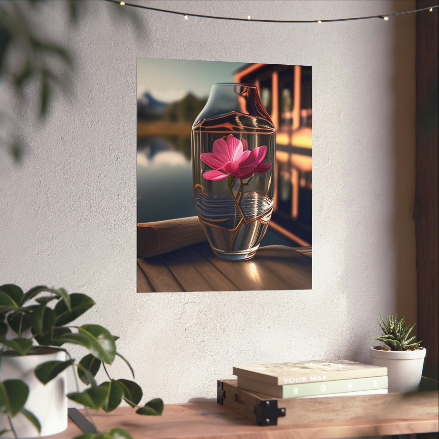 Premium Matte Vertical Posters Magnolia in a Glass vase 3