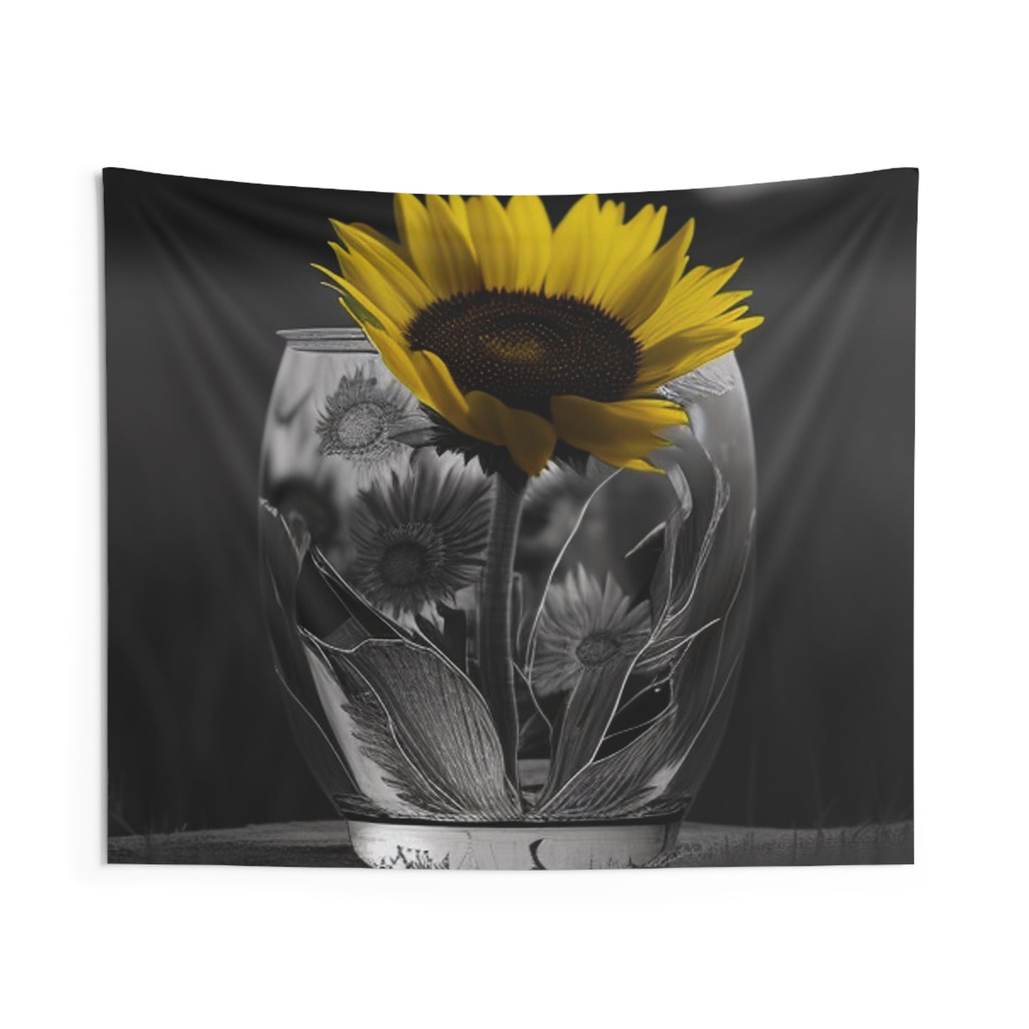 Indoor Wall Tapestries Yellw Sunflower in a vase 1