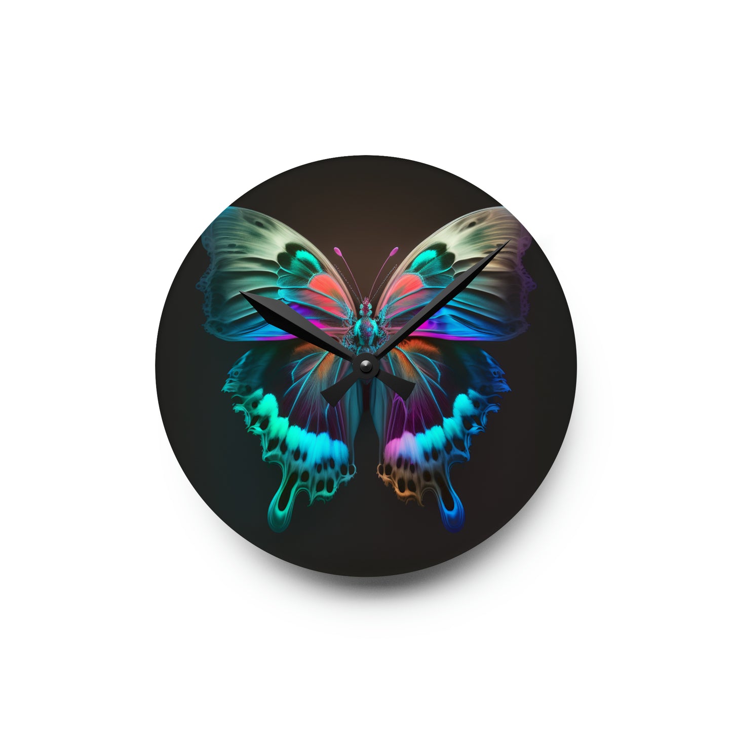 Acrylic Wall Clock Raw Hyper Color Butterfly 2
