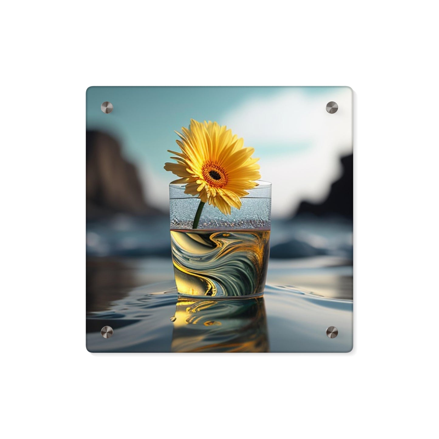 Acrylic Wall Art Panels yello Gerbera glass 2