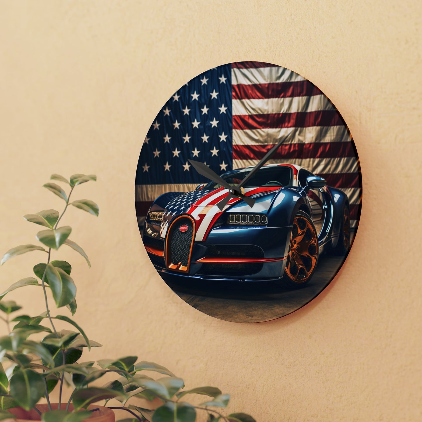 Acrylic Wall Clock Bugatti Flag American 4