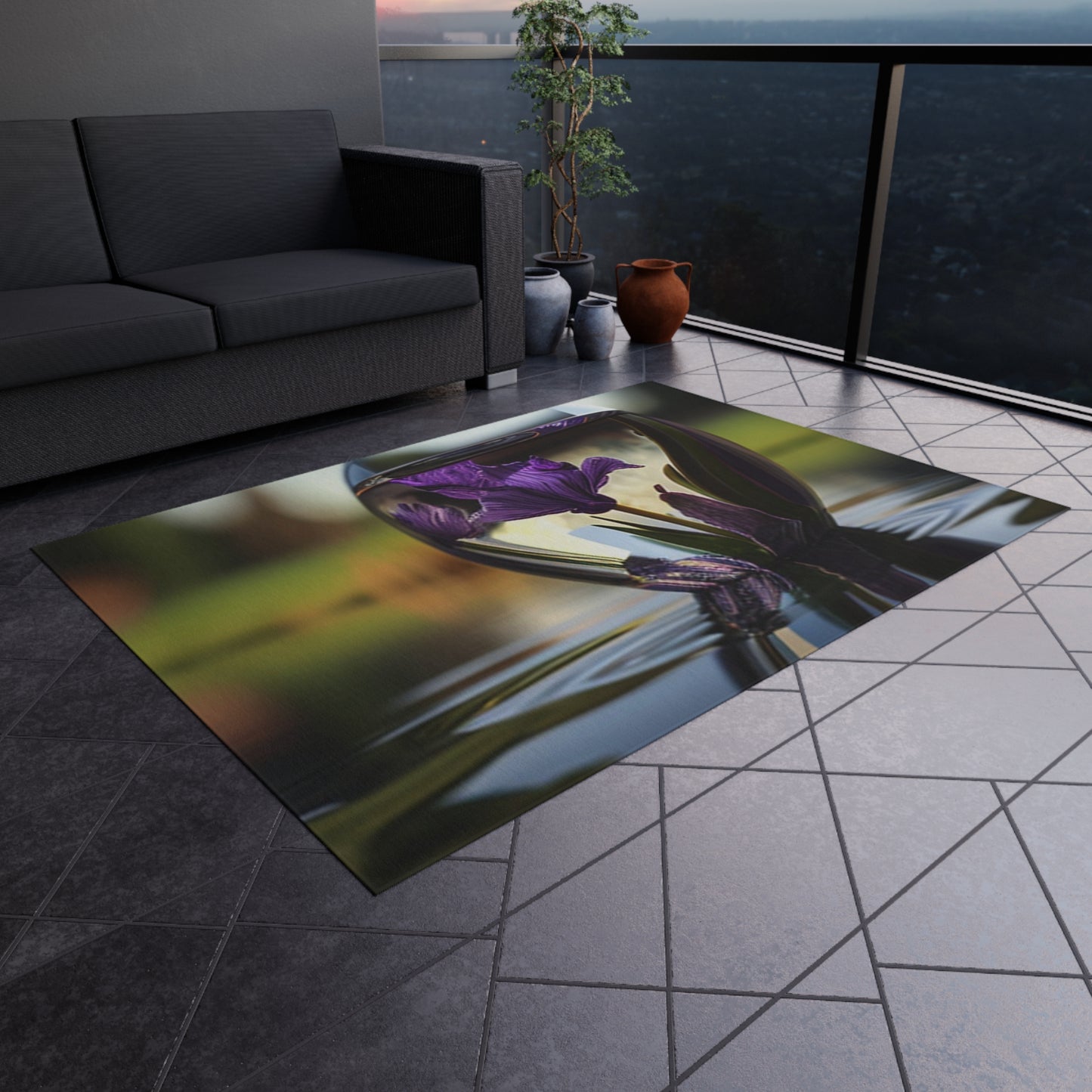 Outdoor Rug  Purple Iris in a vase 3