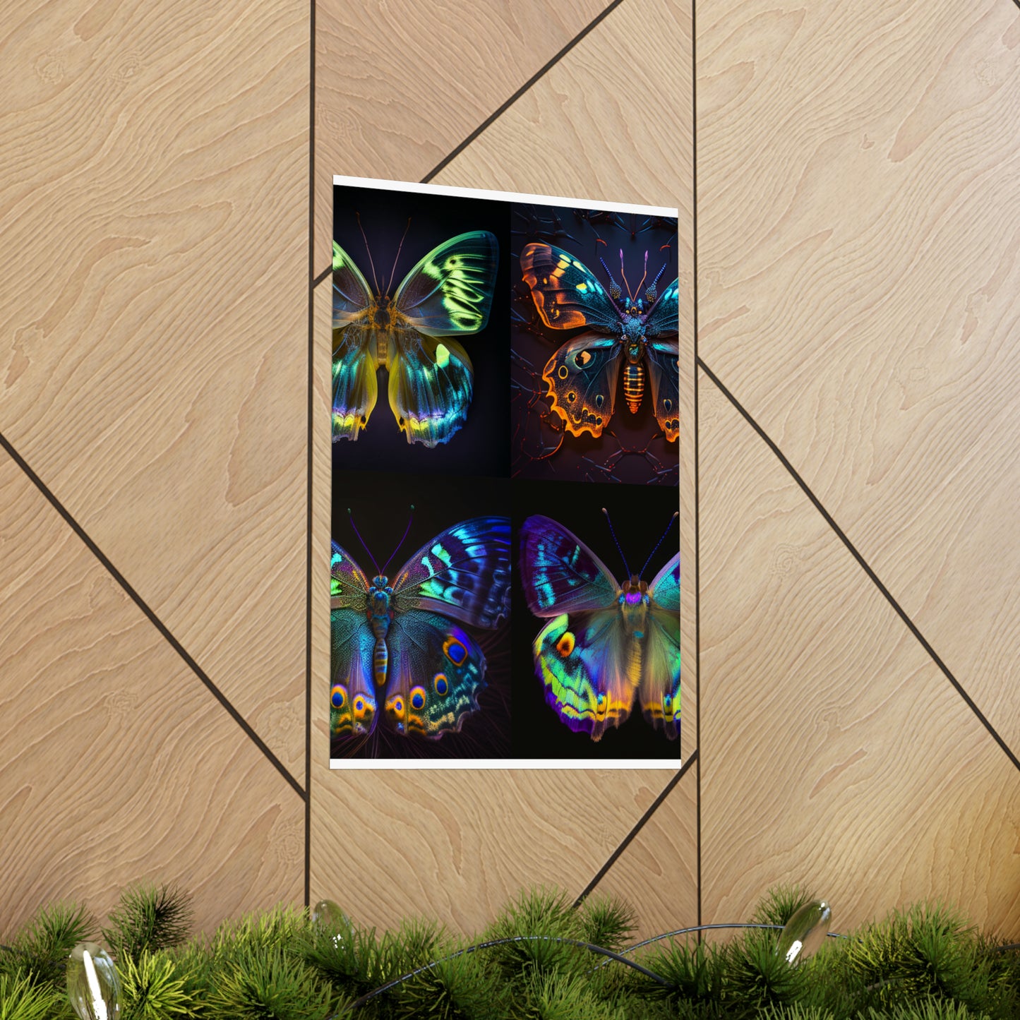 Premium Matte Vertical Posters Neon Hue Butterfly 5