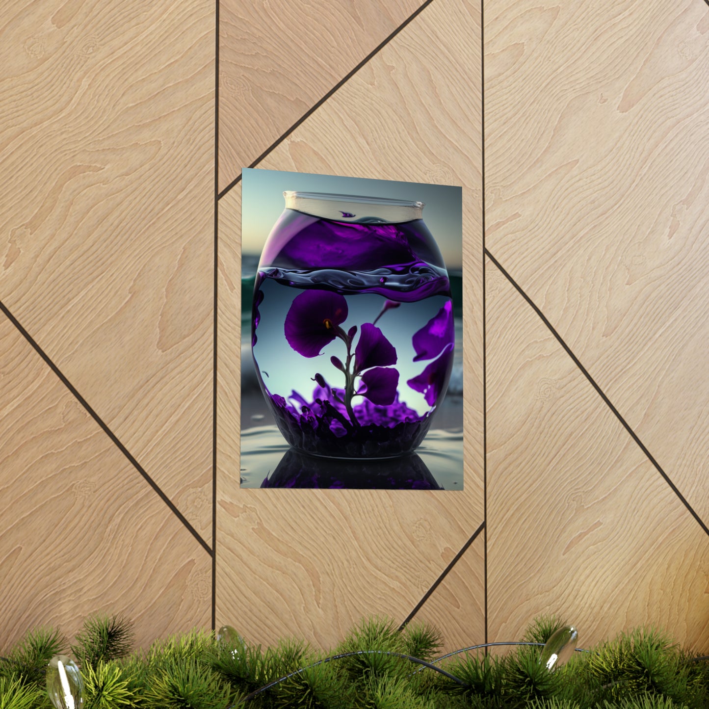 Premium Matte Vertical Posters Purple Sweet pea in a vase 4