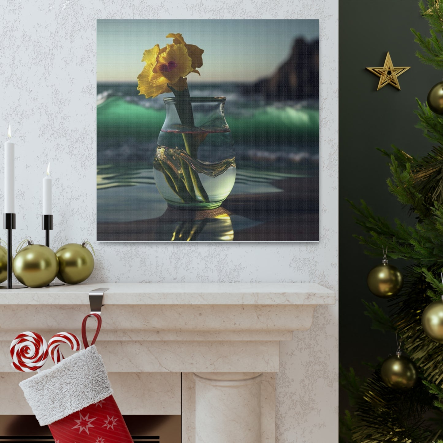 Canvas Gallery Wraps Yellow Gladiolus glass 1