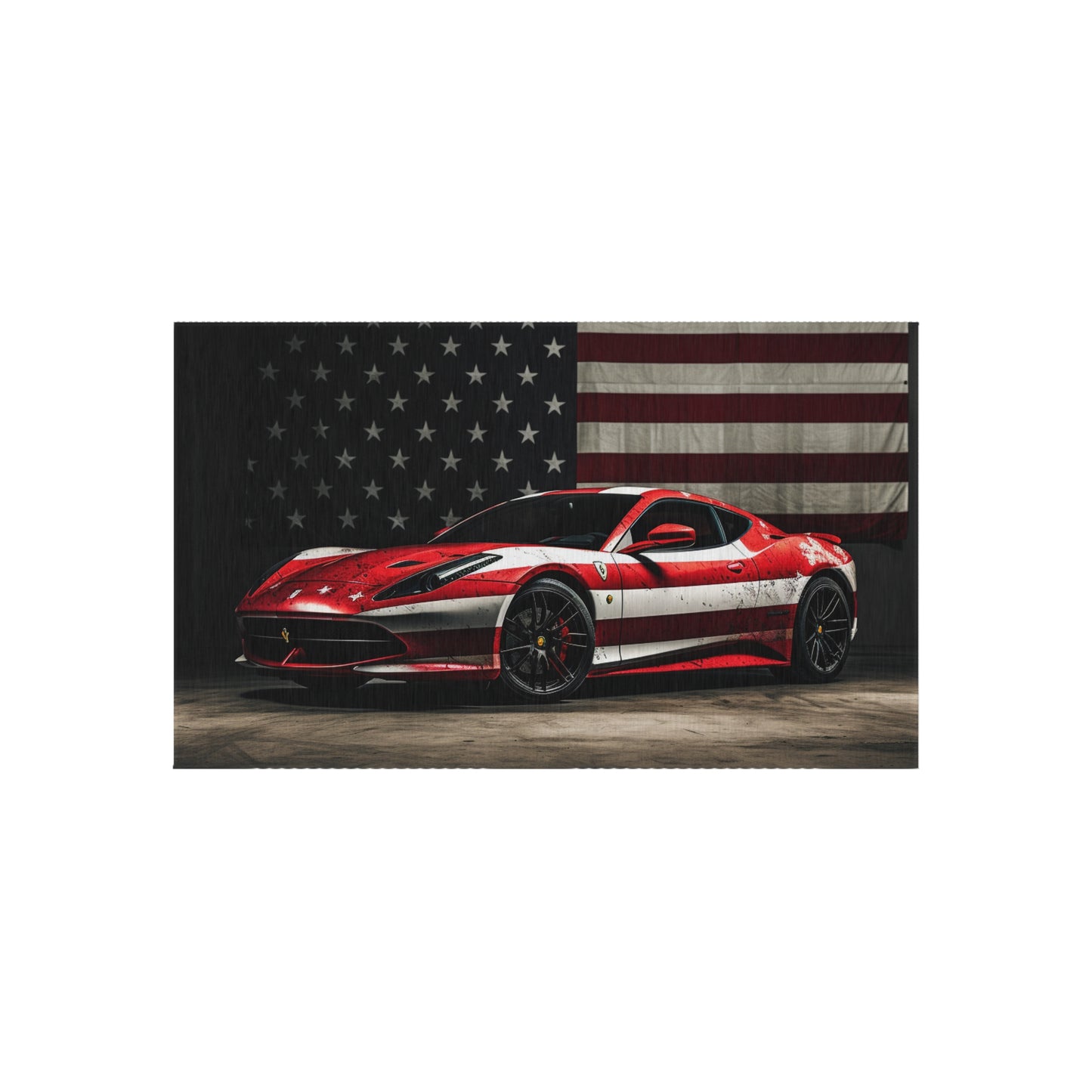 Outdoor Rug  American Flag Background Ferrari 1