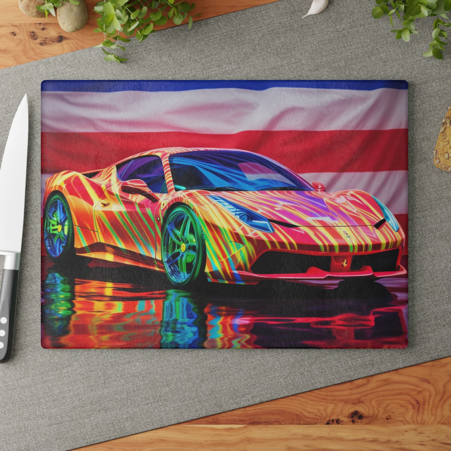 Glass Cutting Board Hyper Colorfull Ferrari 4