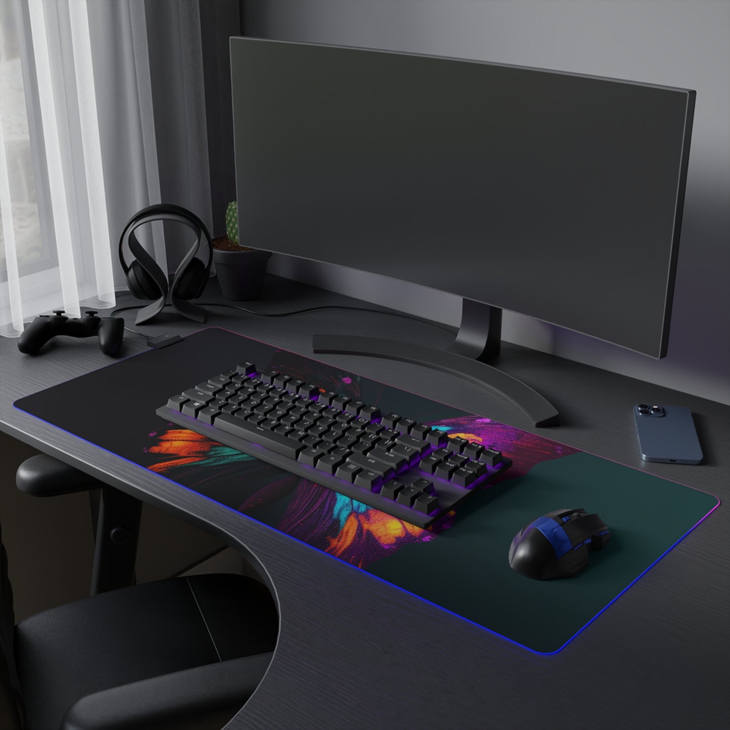 LED Gaming Mouse Pad Hyper Colorful Butterfly Purple 2