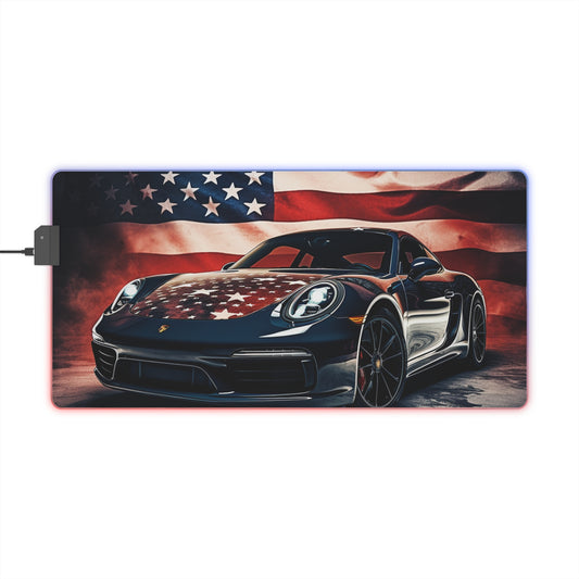LED Gaming Mouse Pad Abstract American Flag Background Porsche 2