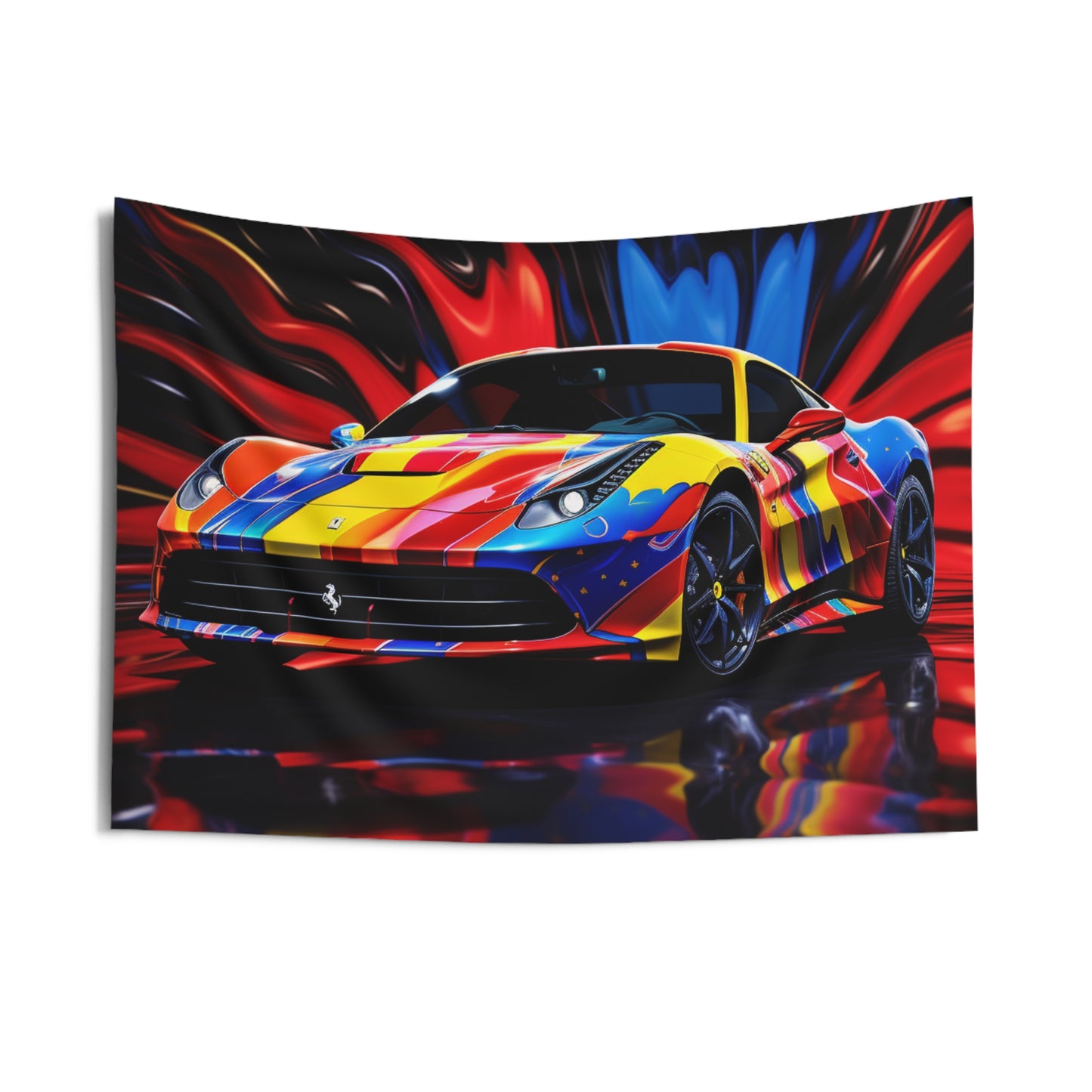 Indoor Wall Tapestries Hyper Colorfull Ferrari 1