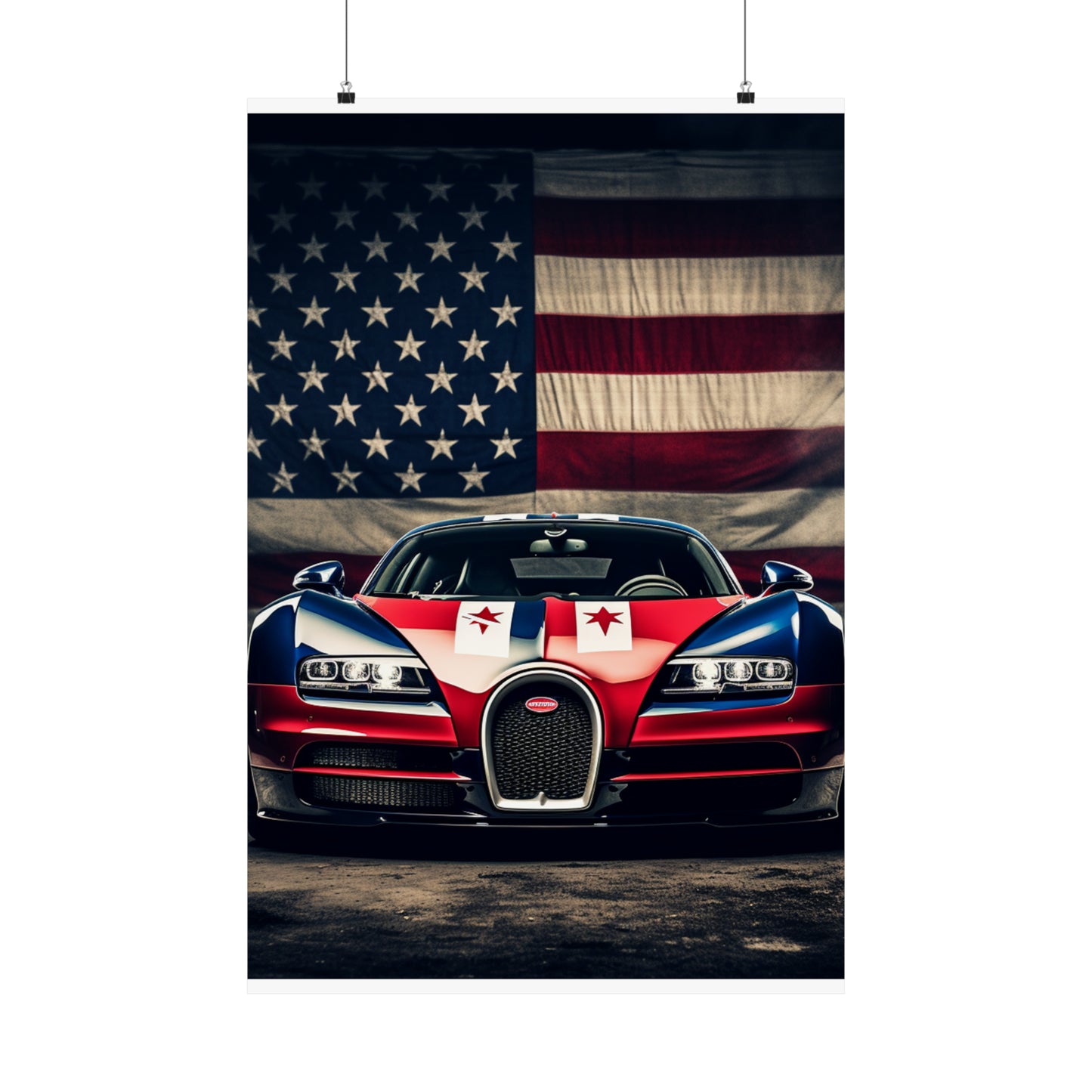 Premium Matte Vertical Posters Bugatti American Flag 3