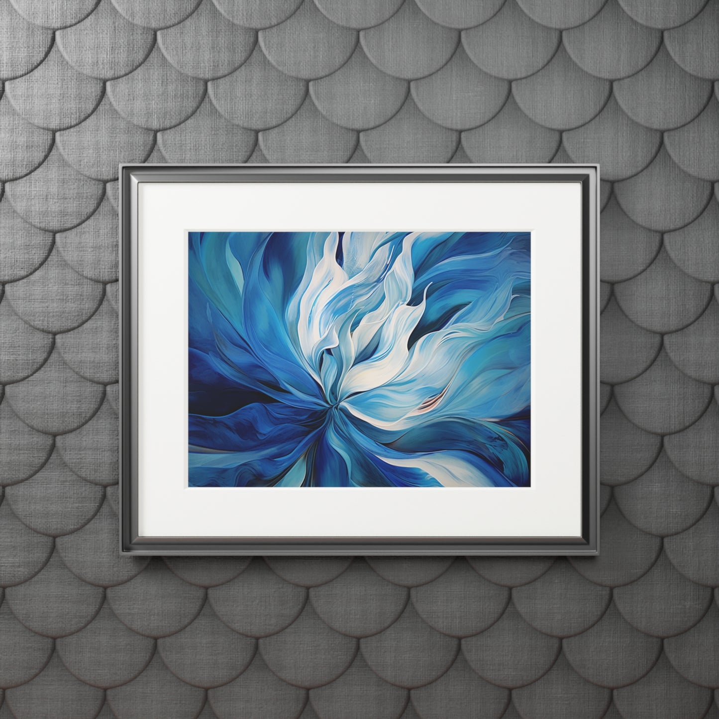 Fine Art Prints (Passepartout Paper Frame) Blue Tluip Abstract 1