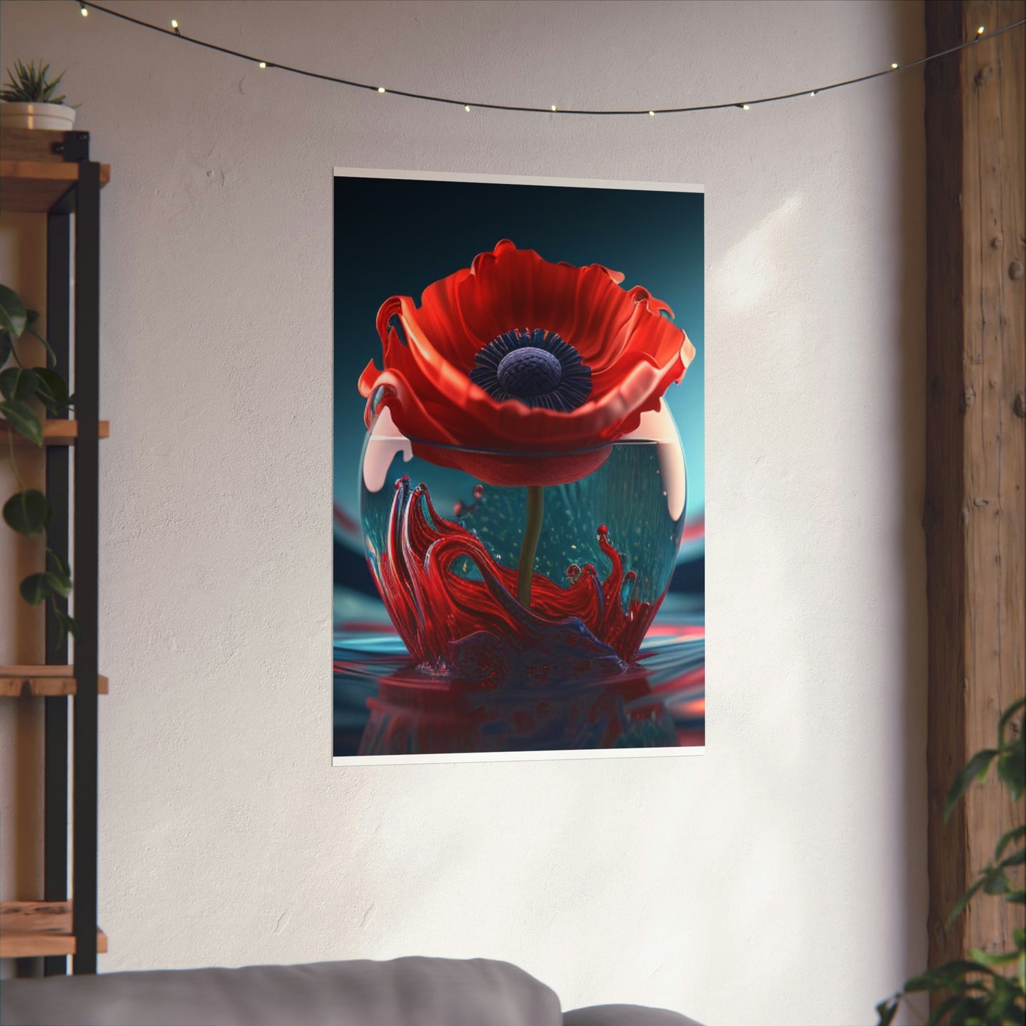 Premium Matte Vertical Posters Red Anemone in a Vase 2