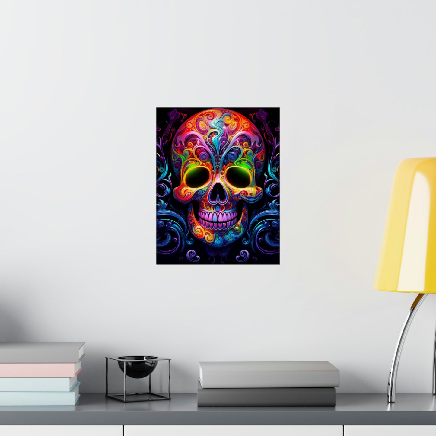 Premium Matte Vertical Posters Macro Skull Color 2