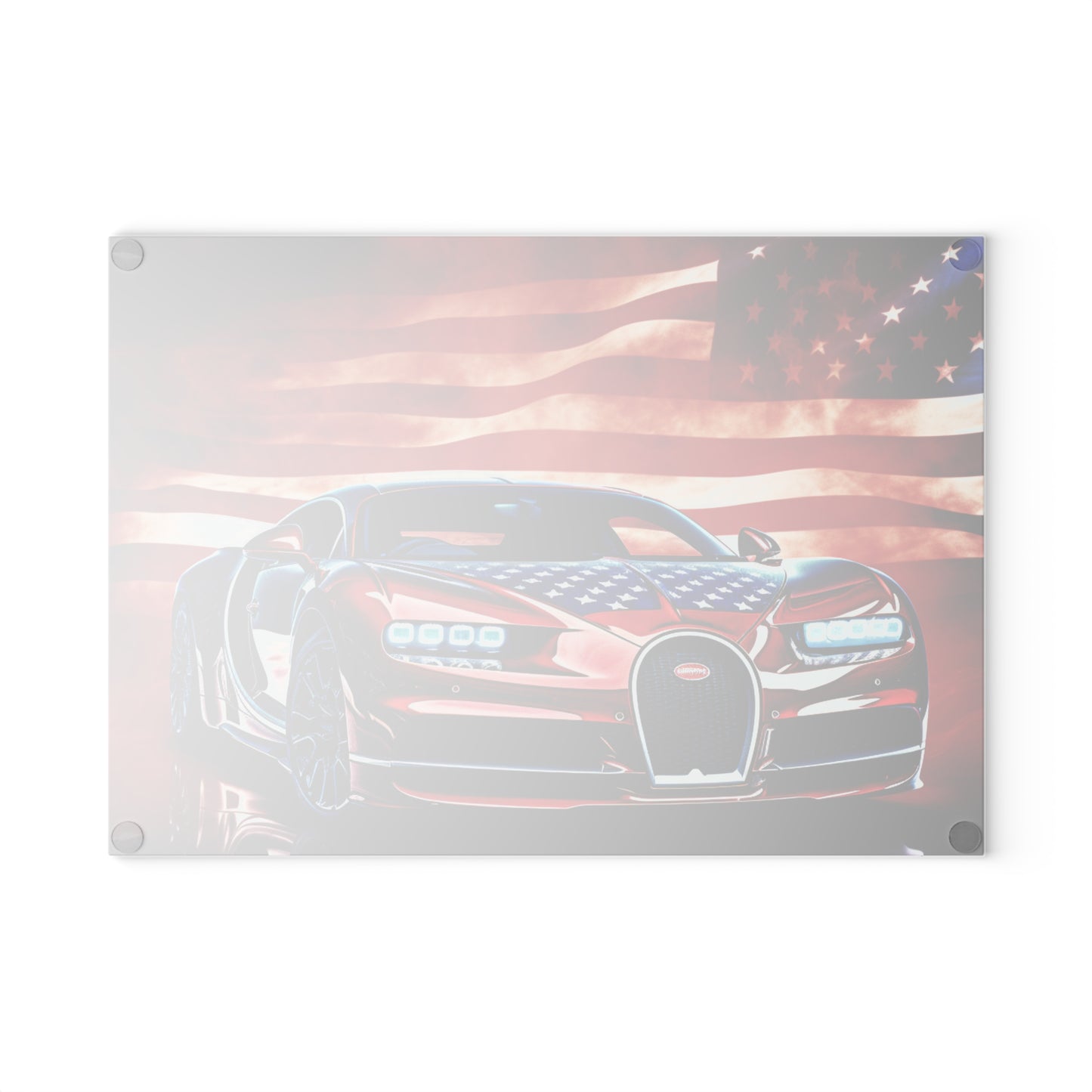 Glass Cutting Board Abstract American Flag Background Bugatti 3