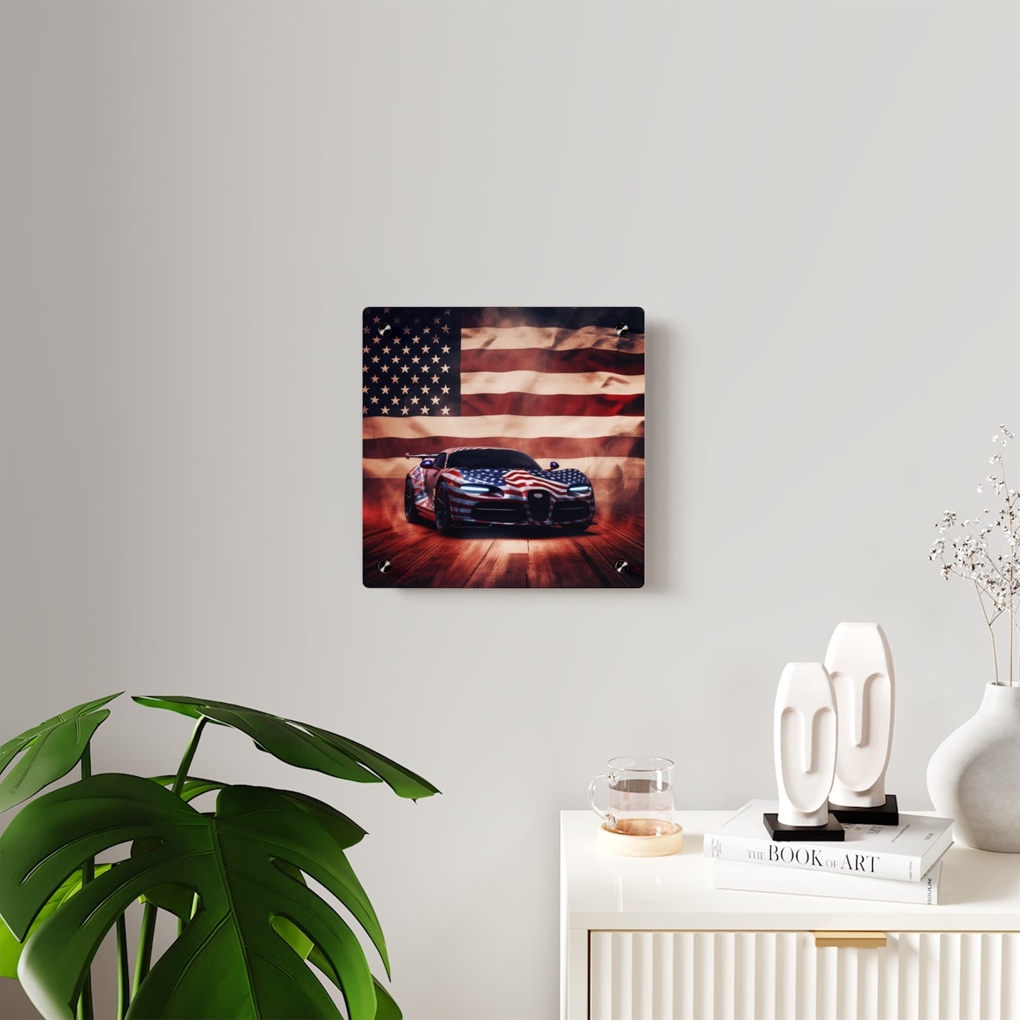 Acrylic Wall Art Panels Abstract American Flag Background Bugatti 2