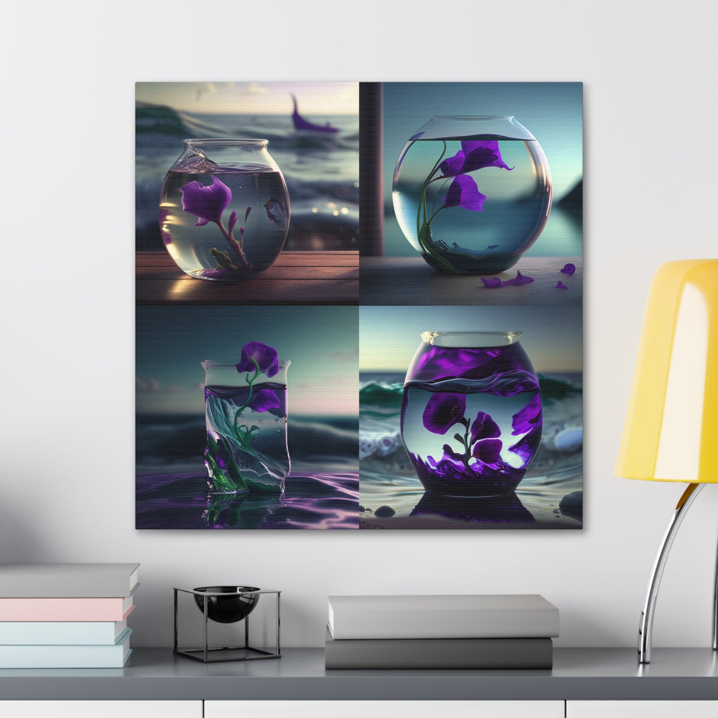 Canvas Gallery Wraps Purple Sweet pea in a vase 5