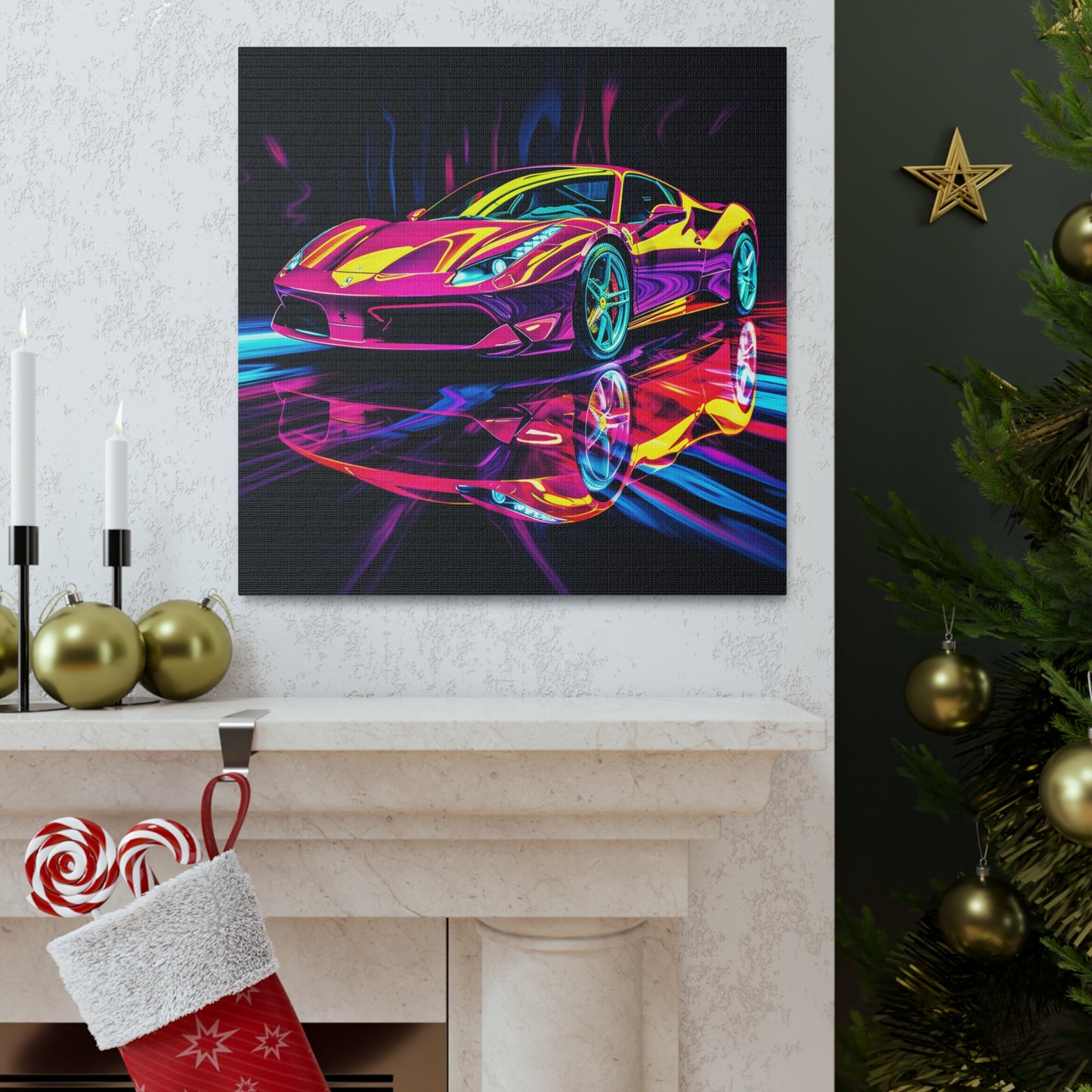 Canvas Gallery Wraps Pink Ferrari Macro 2