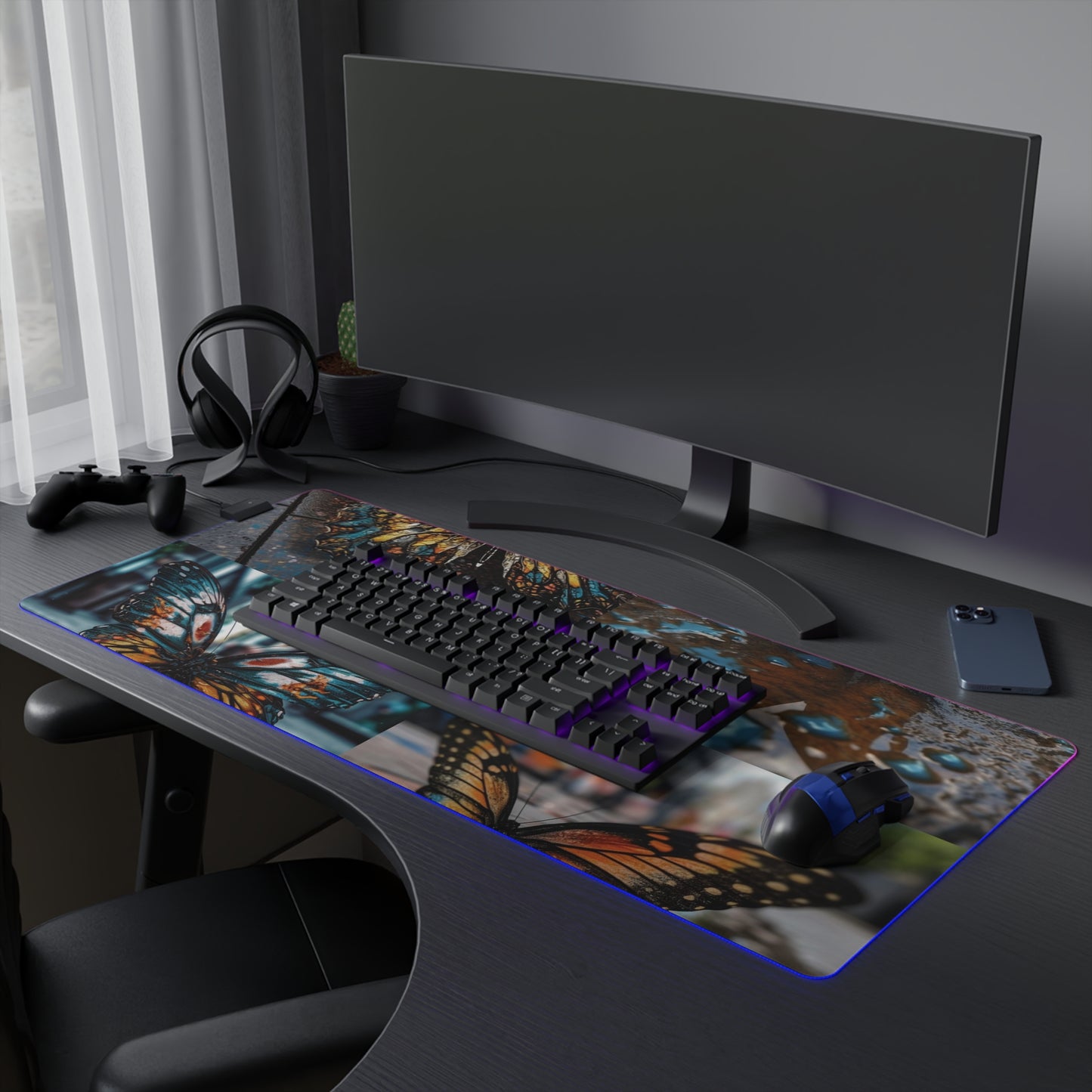 LED Gaming Mouse Pad Water Butterfly Street 5