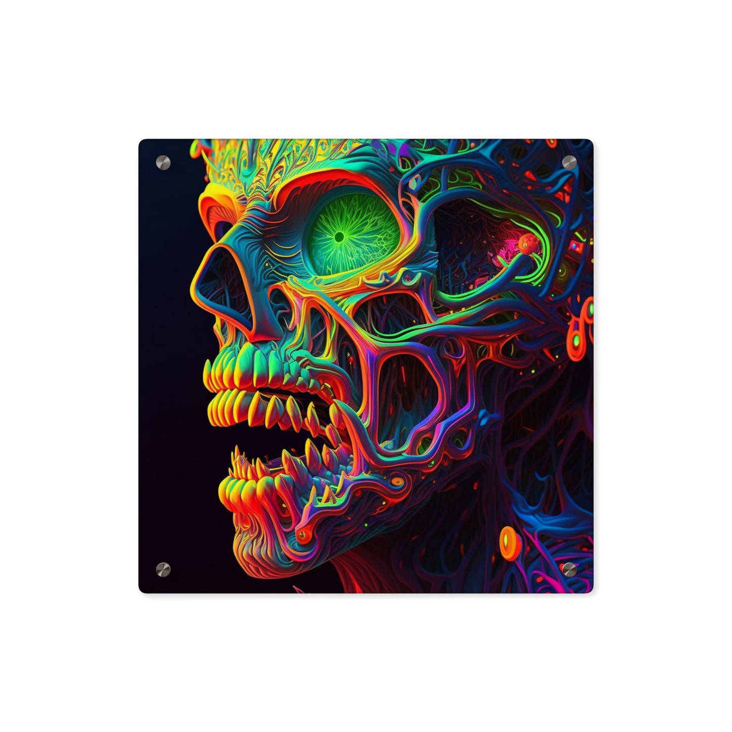 Acrylic Wall Art Panels Florescent Skull Death 1