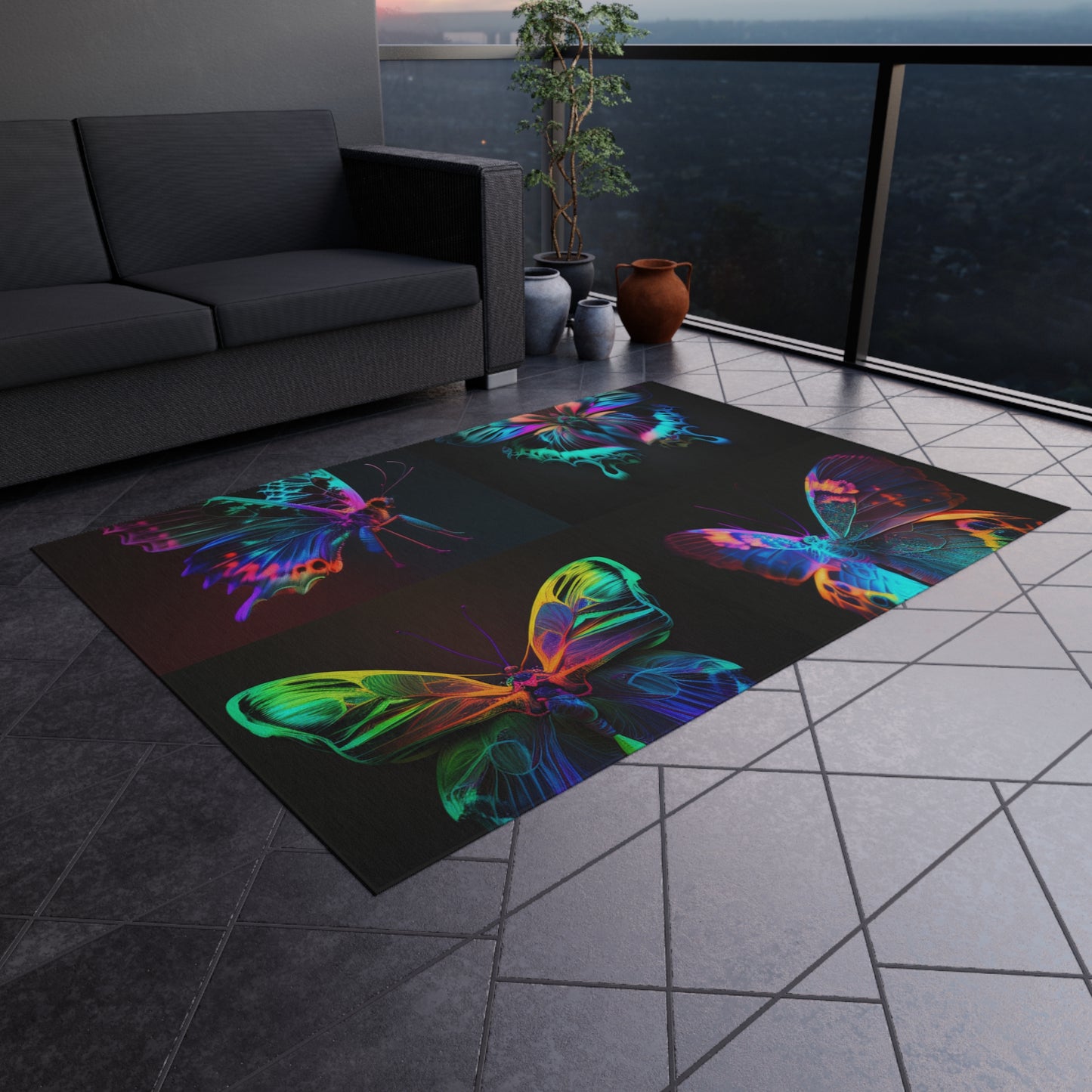 Outdoor Rug  Raw Hyper Color Butterfly 5