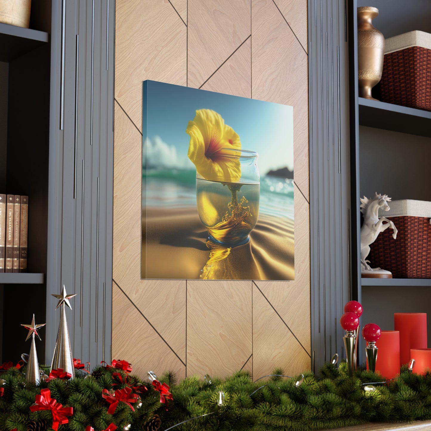 Canvas Gallery Wraps Yellow Hibiscus glass 1