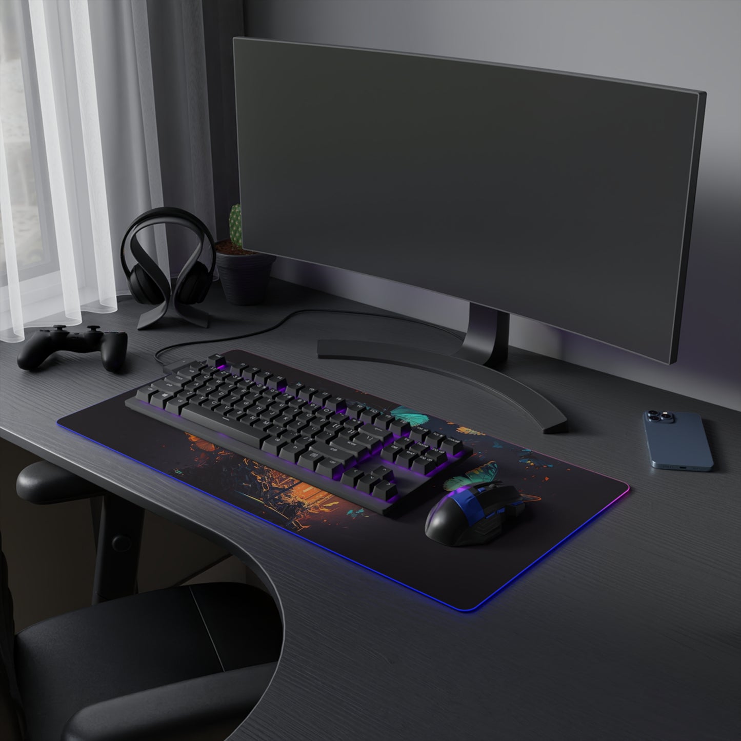 LED Gaming Mouse Pad Street Light Butterfly 1