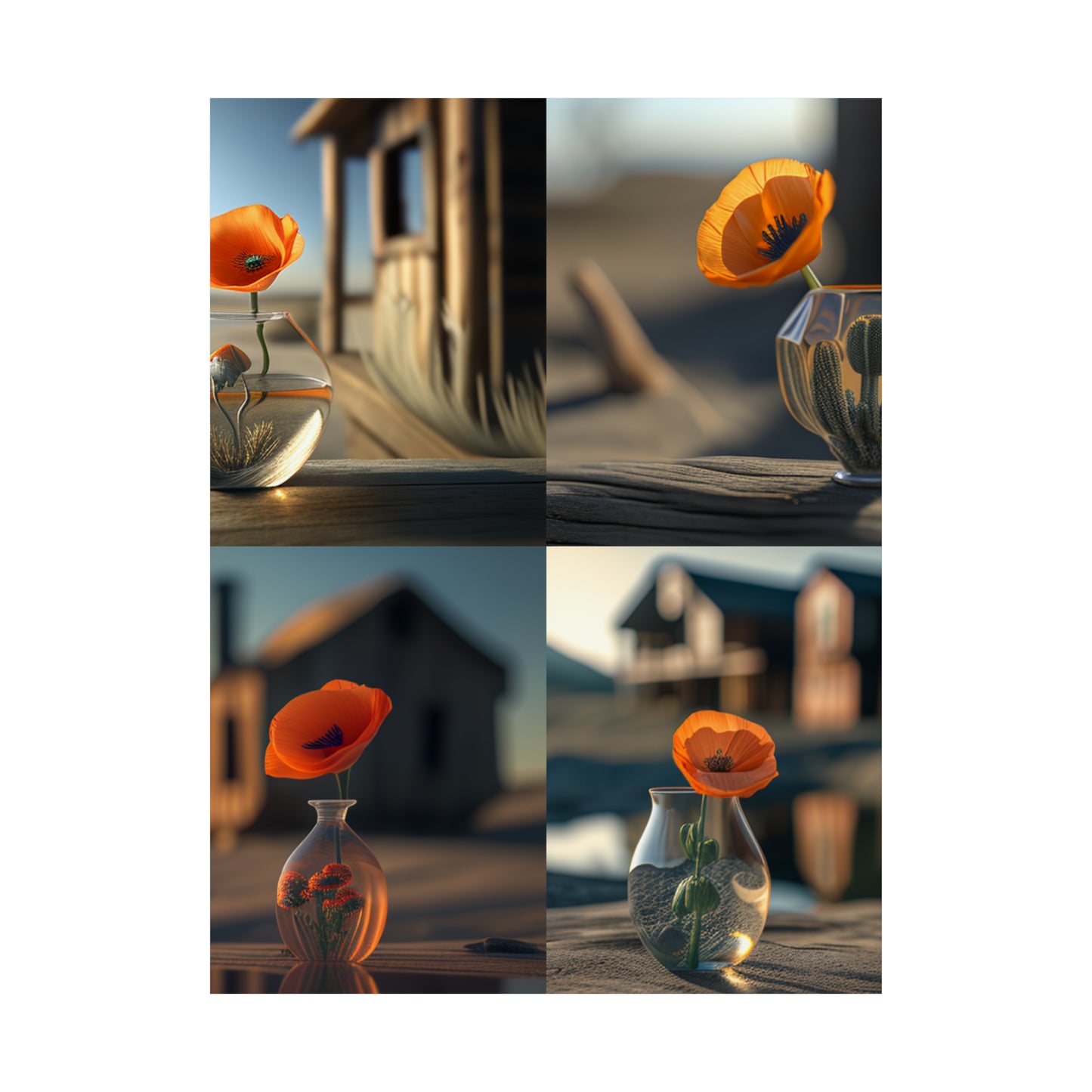 Premium Matte Vertical Posters Orange Poppy in a Vase 5