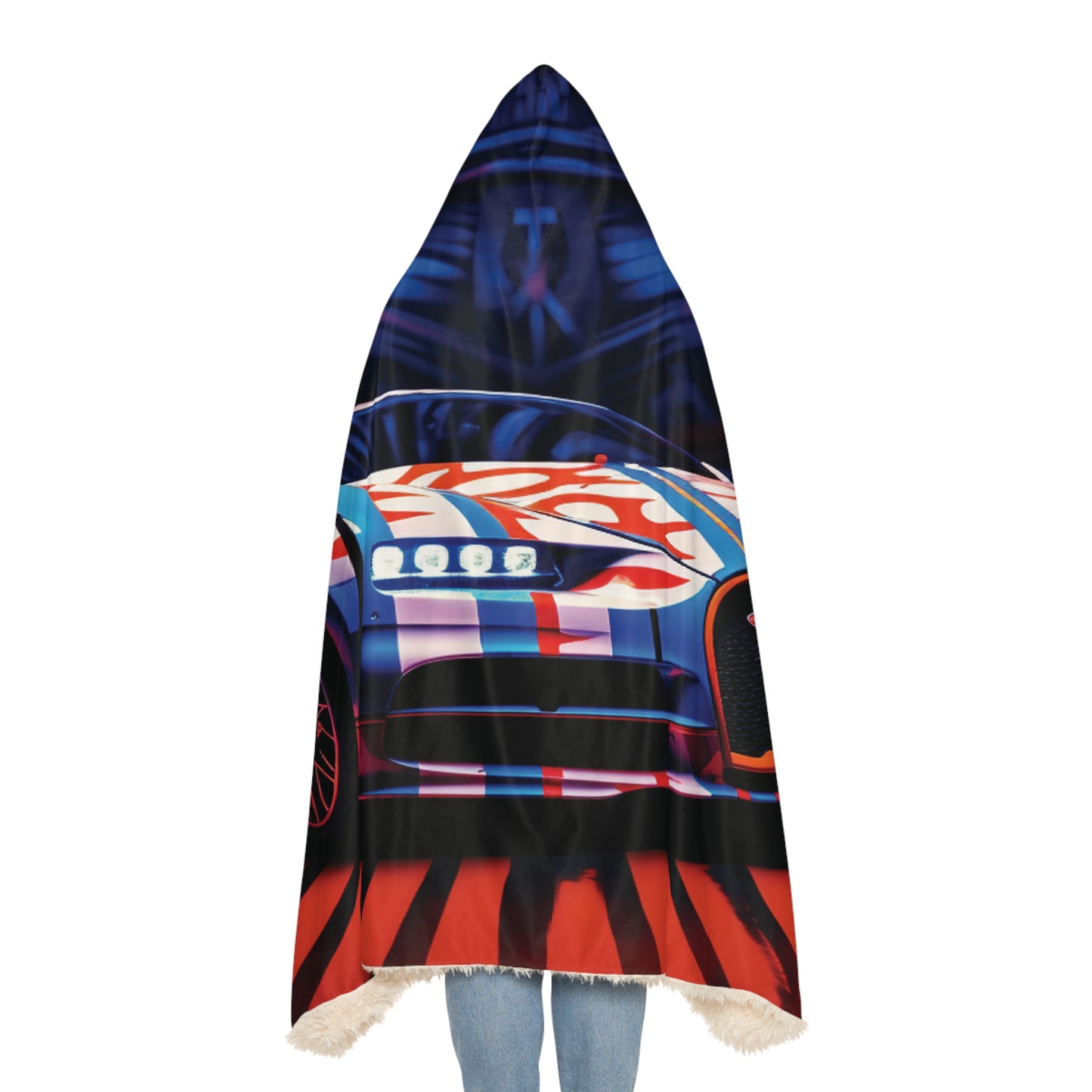 Snuggle Hooded Blanket Macro Bugatti American Flag 1