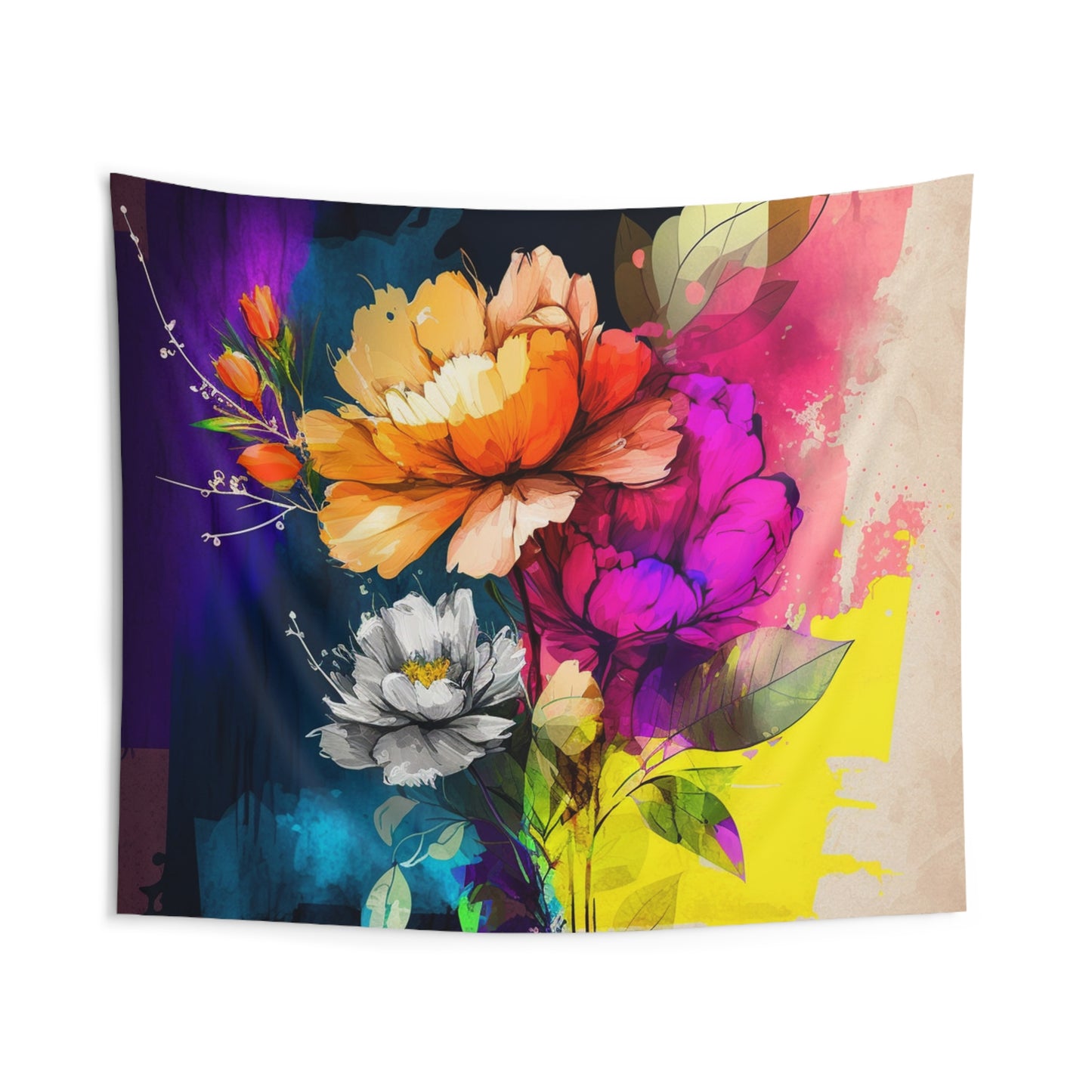 Indoor Wall Tapestries Bright Spring Flowers 4