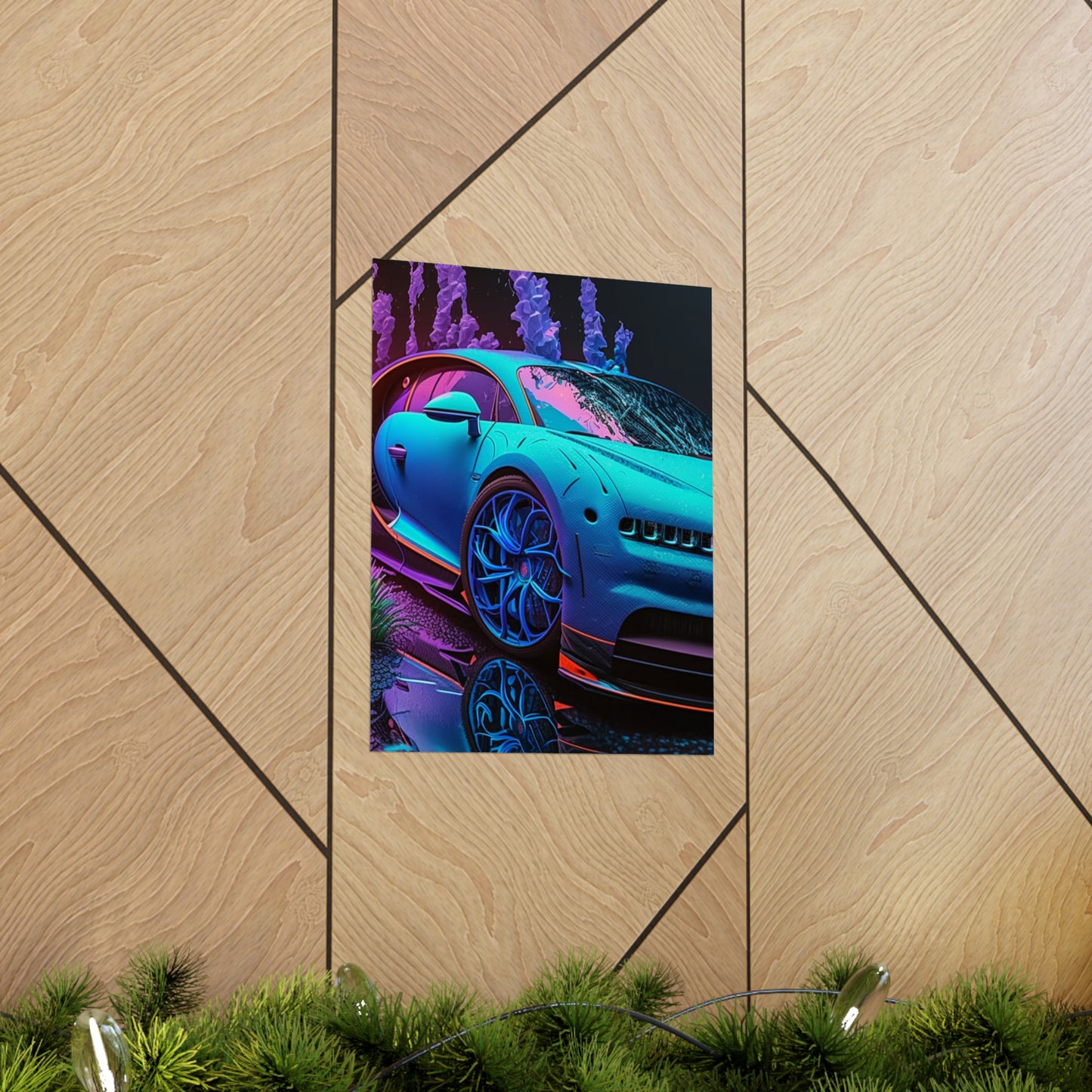 Premium Matte Vertical Posters Bugatti Neon Chiron 2