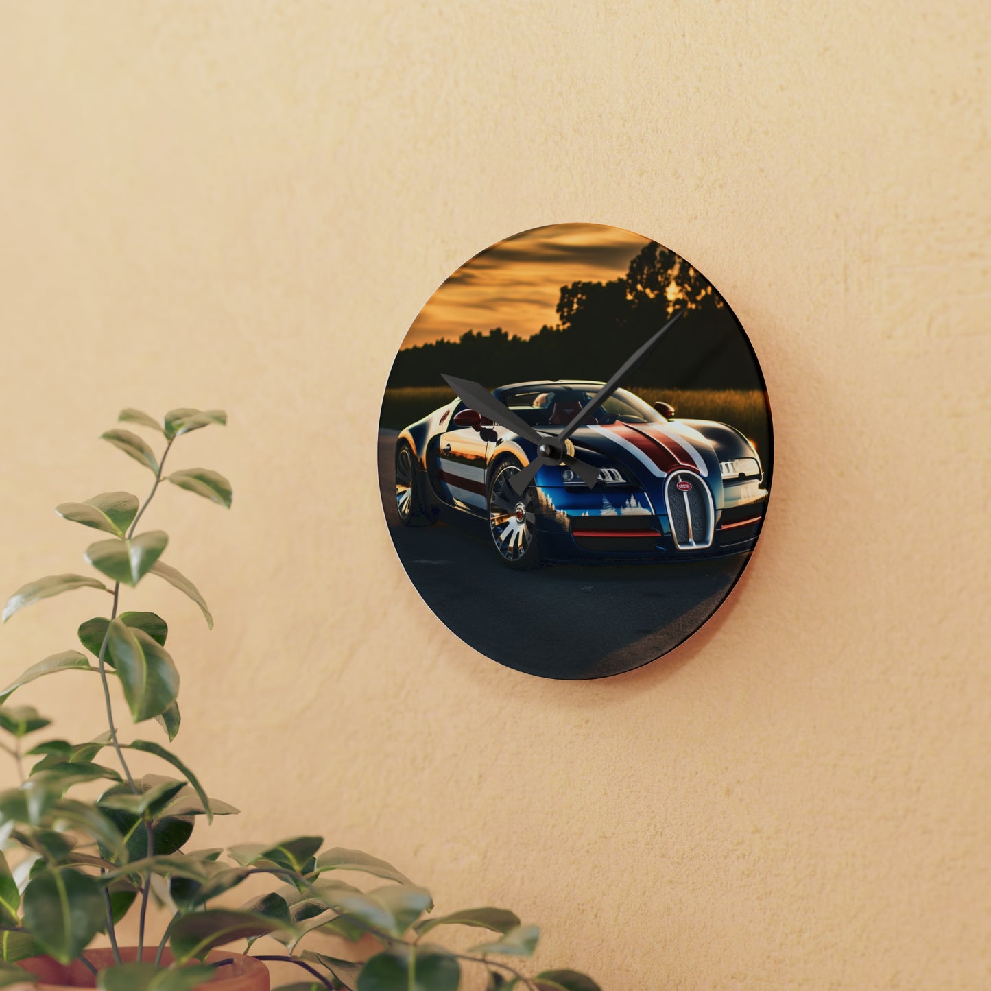 Acrylic Wall Clock Bugatti Flag American 3