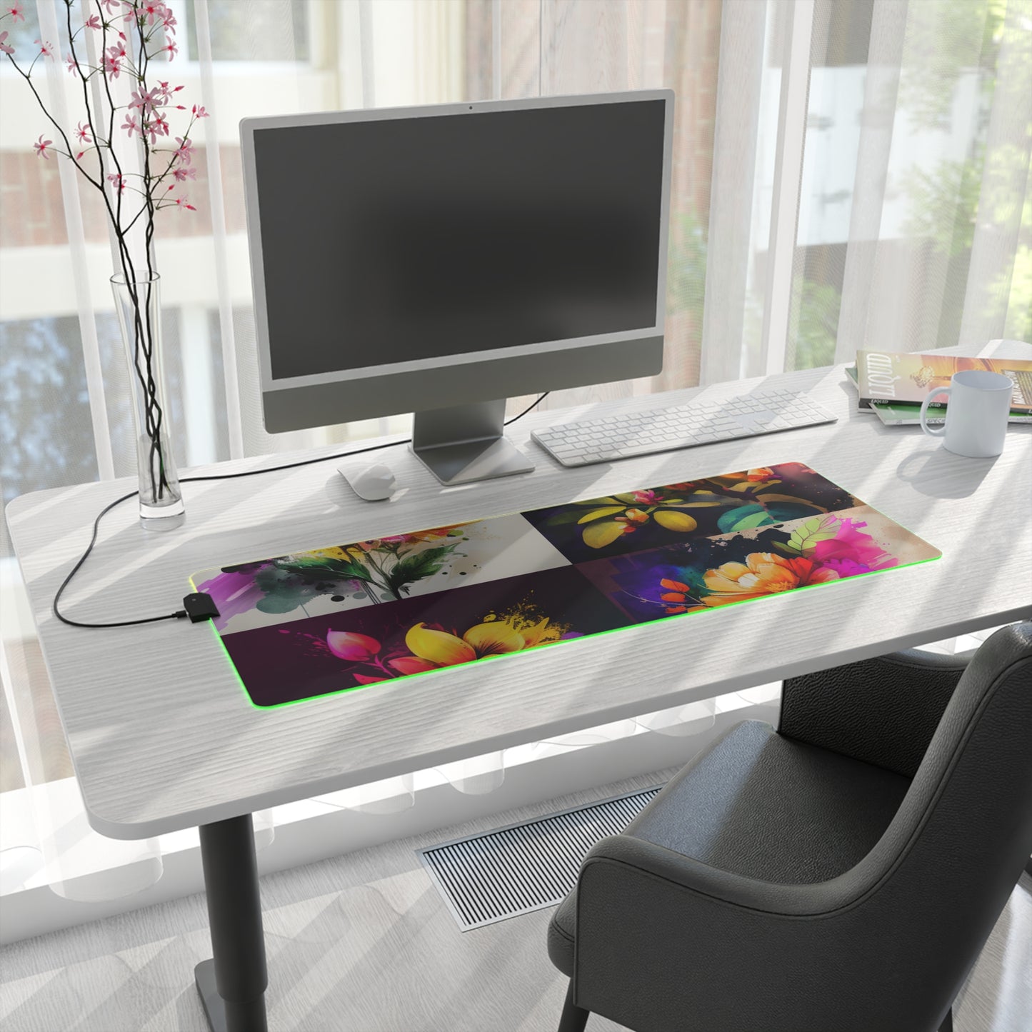 LED Gaming Mouse Pad Bright Spring Flowers 5