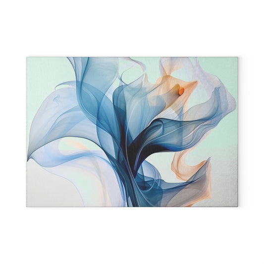 Glass Cutting Board Blue Tluip Abstract 3