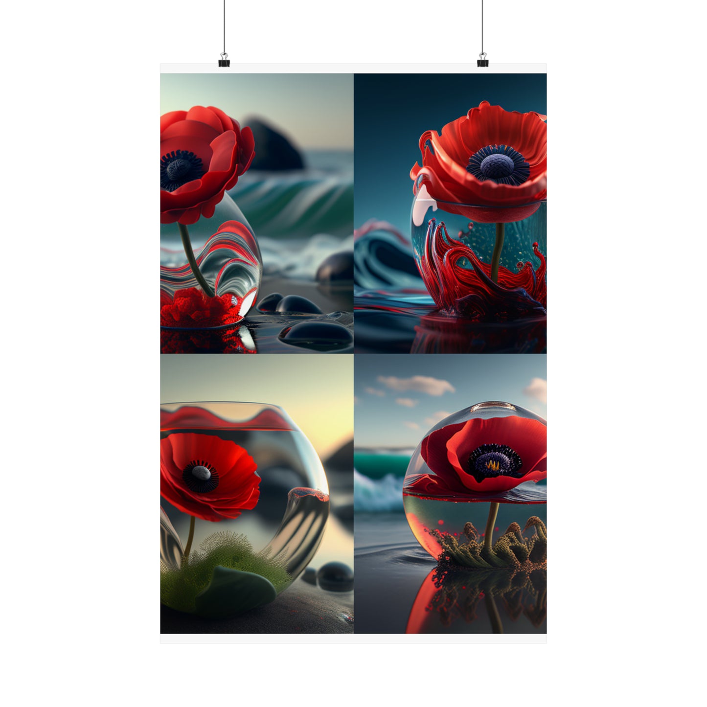 Premium Matte Vertical Posters Red Anemone in a Vase 5