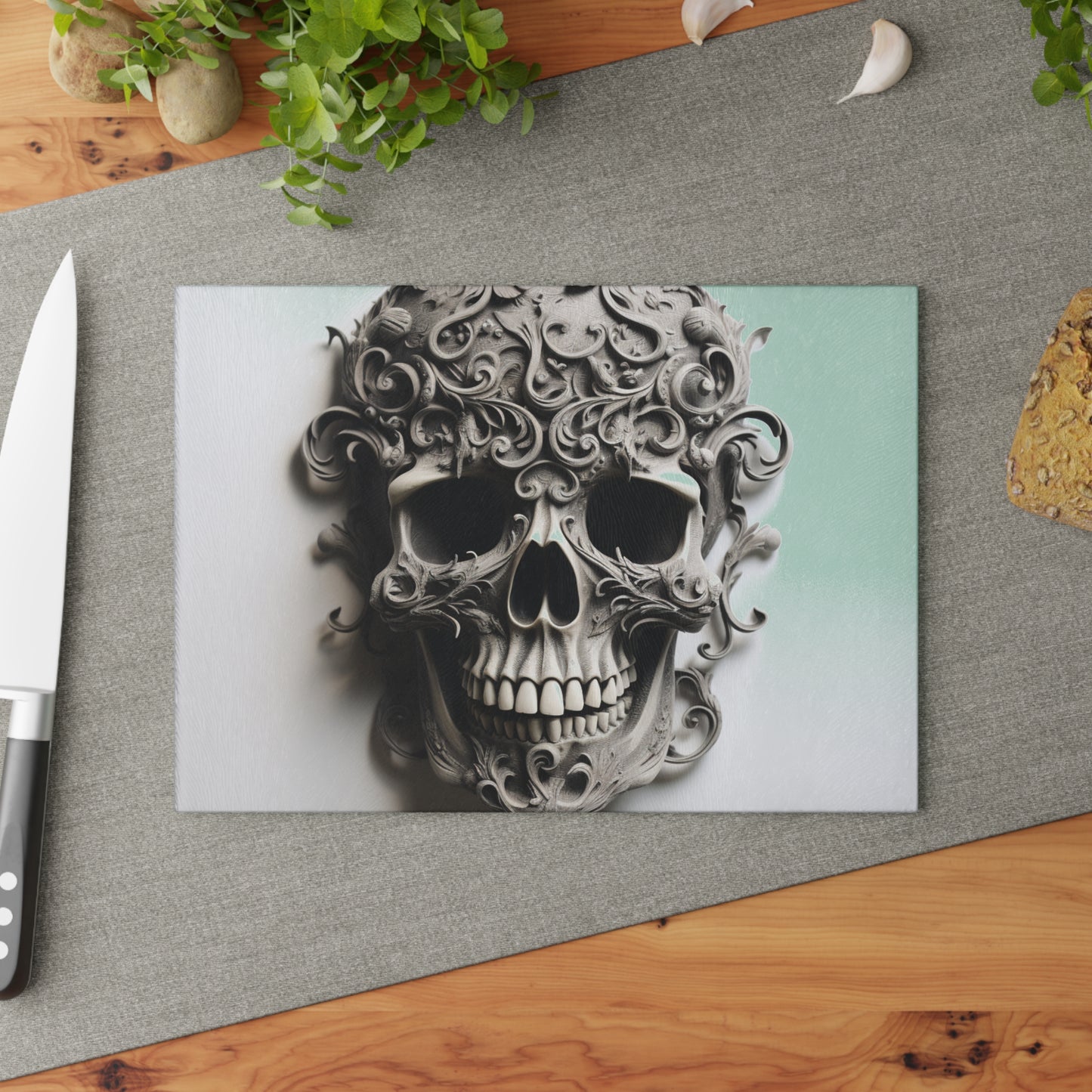 Glass Cutting Board Skull Treble Clef 2