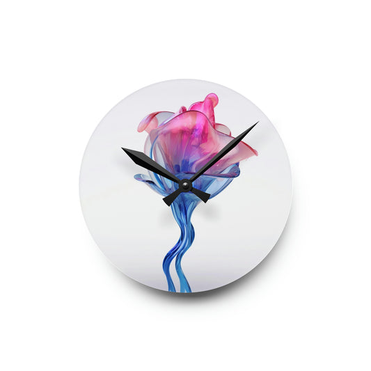 Acrylic Wall Clock Pink & Blue Tulip Rose 4