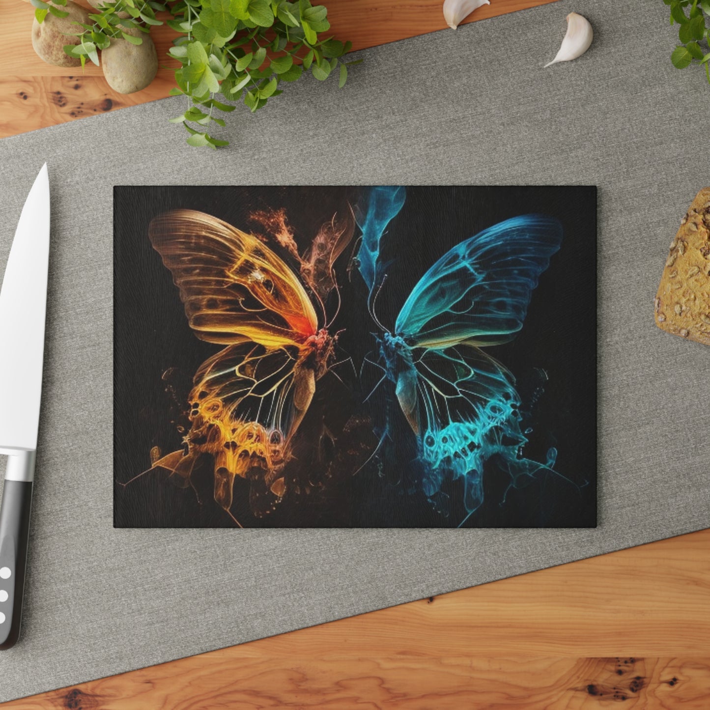 Glass Cutting Board Kiss Neon Butterfly 3