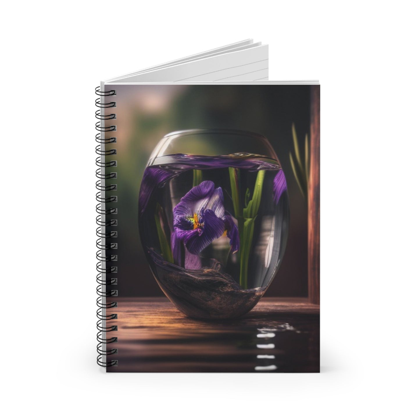 Spiral Notebook - Ruled Line Purple Iris in a vase 4