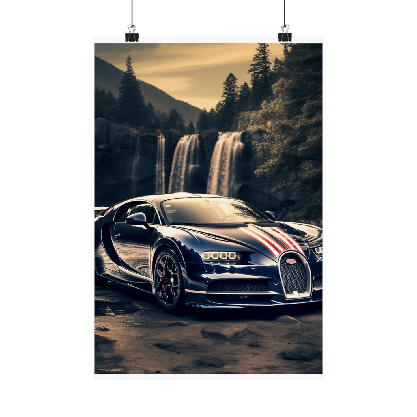 Premium Matte Vertical Posters Bugatti Waterfall 2