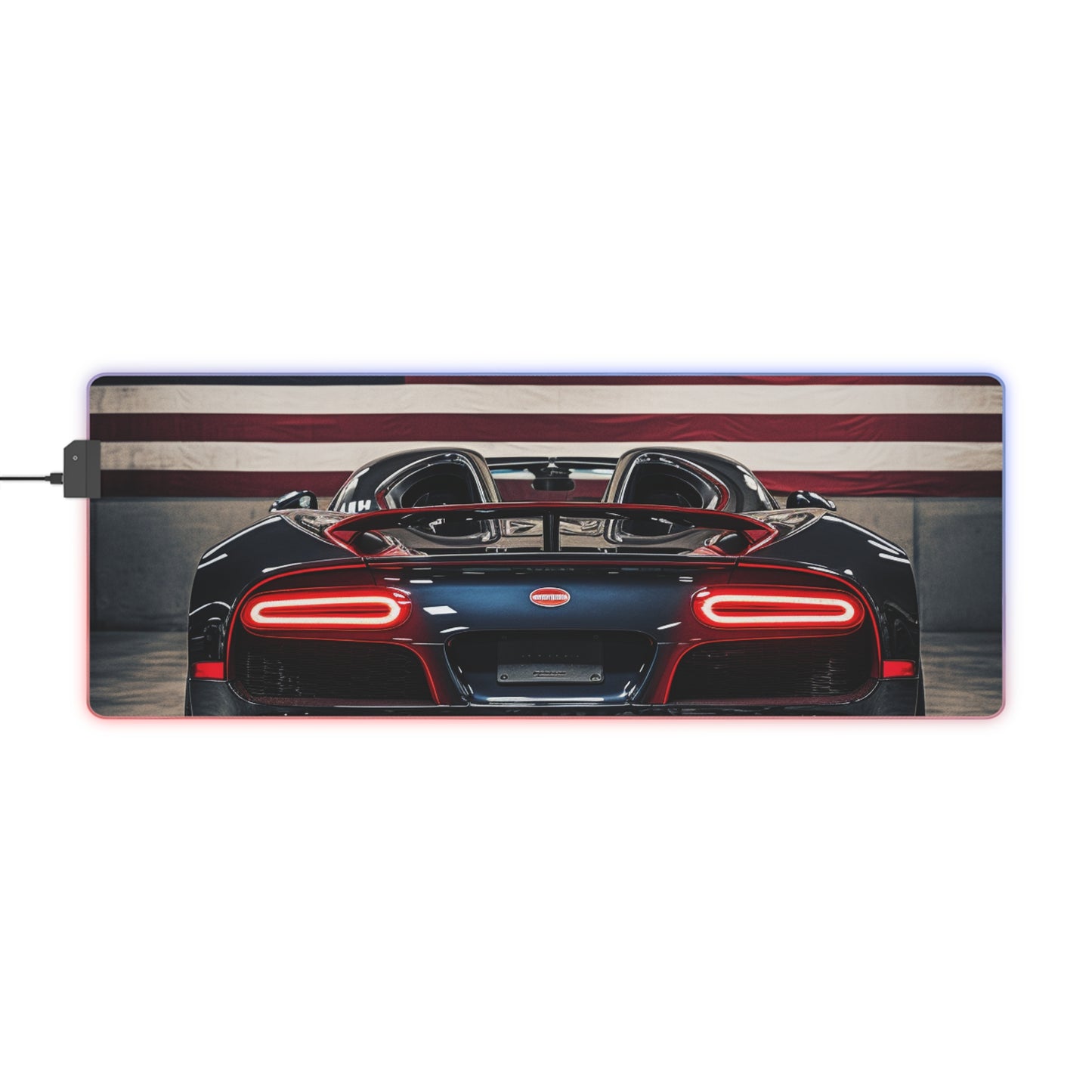 LED Gaming Mouse Pad American Flag Background Bugatti 4