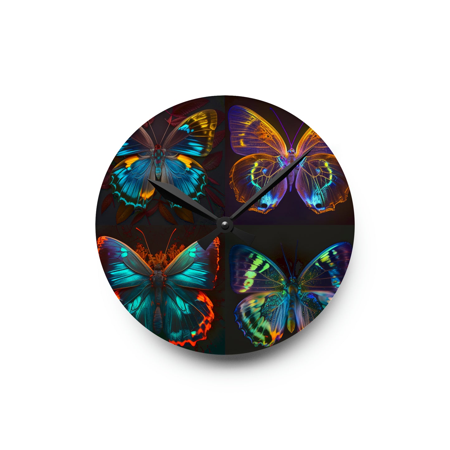 Acrylic Wall Clock Neon Butterfly Flair 5