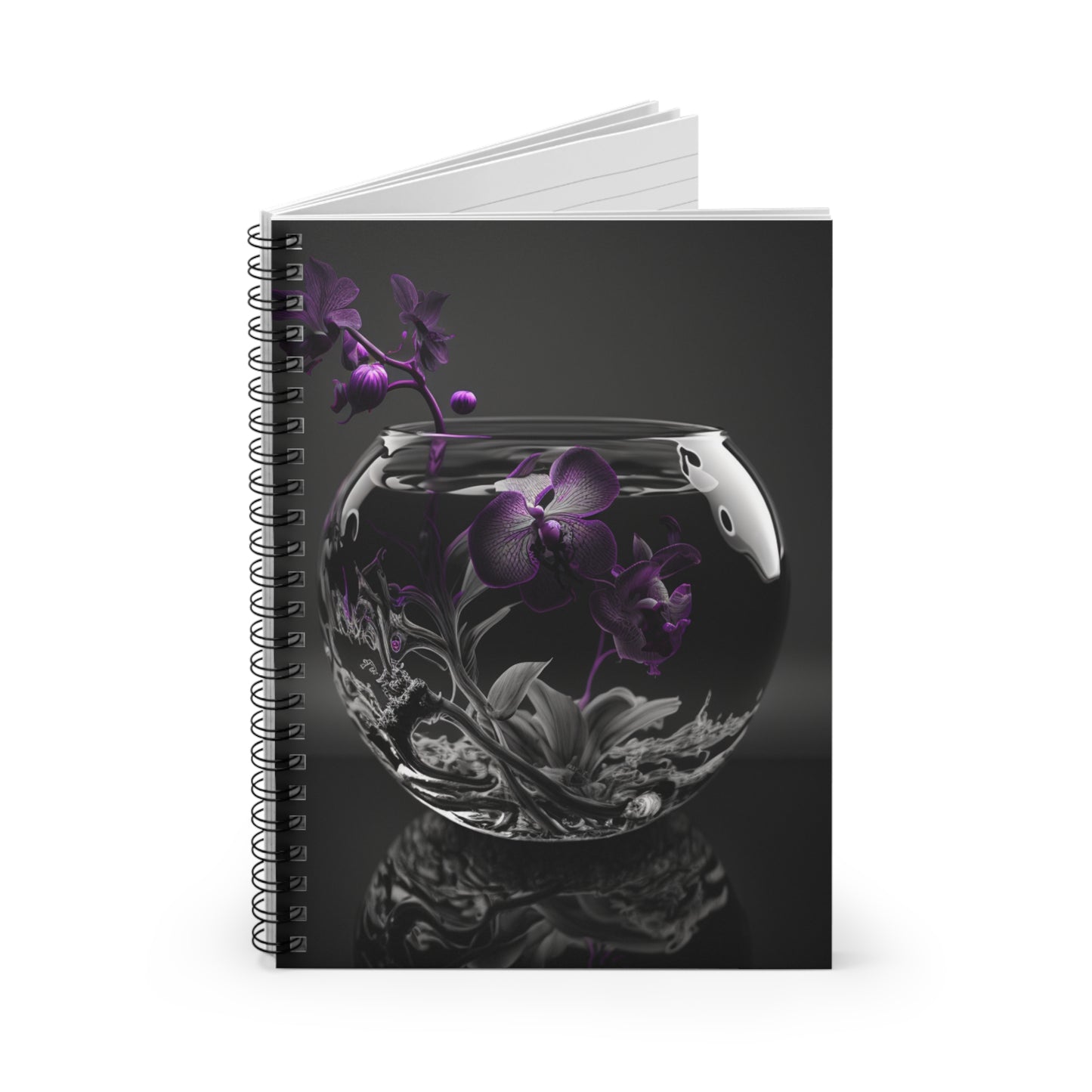 Spiral Notebook - Ruled Line Purple Orchid Glass vase 3
