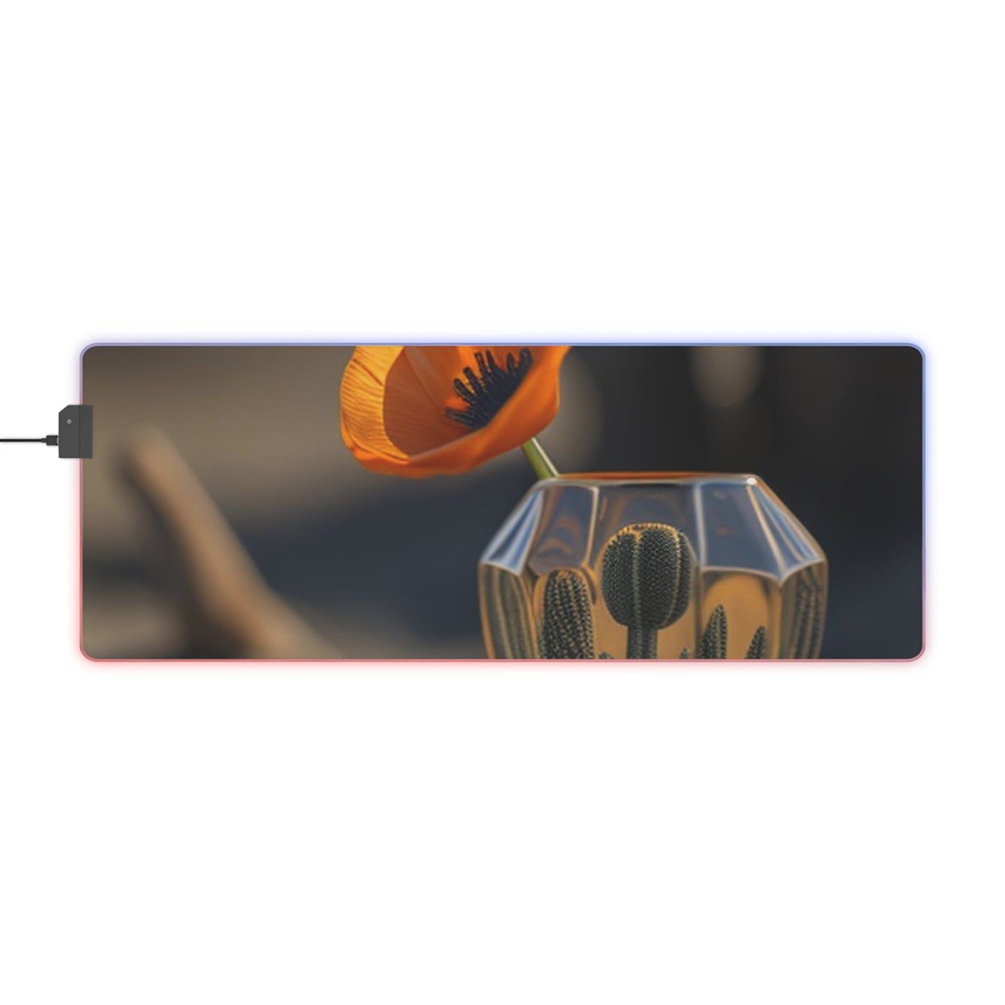 LED Gaming Mouse Pad Orange Poppy in a Vase 2