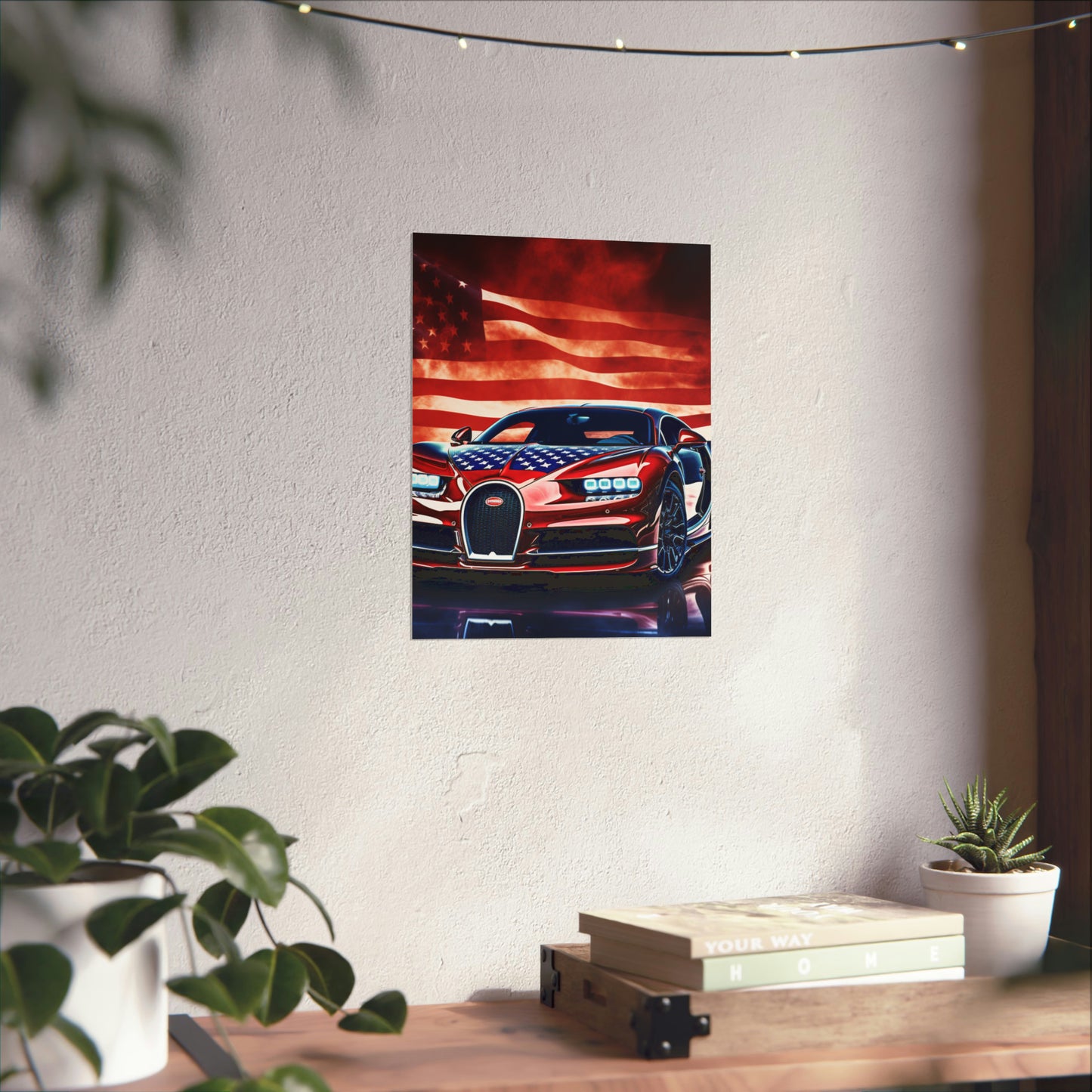 Premium Matte Vertical Posters Abstract American Flag Background Bugatti 3