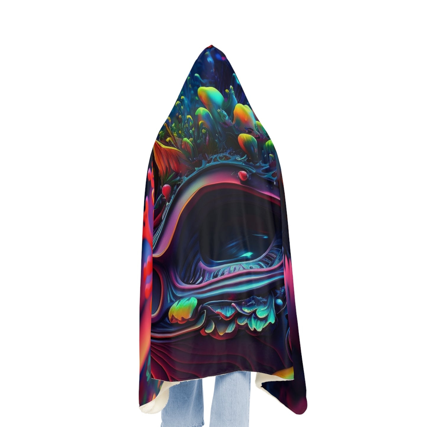 Snuggle Hooded Blanket Florescent Skull Death 2