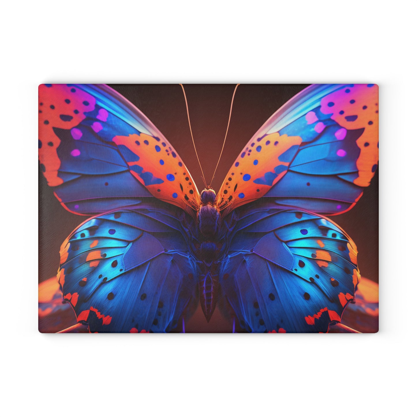 Glass Cutting Board Neon Butterfly Macro 3